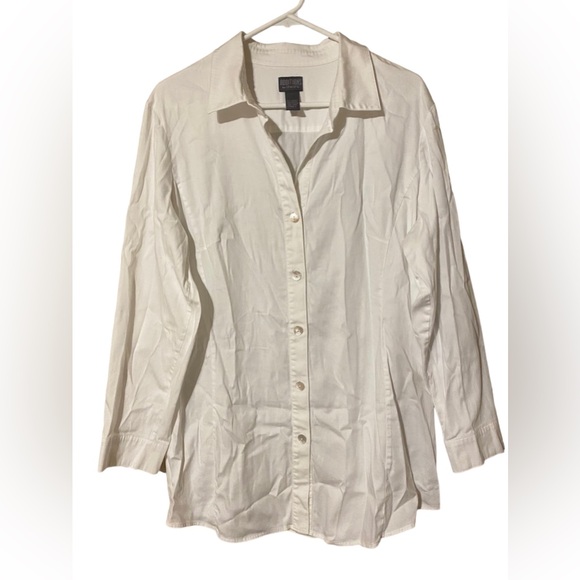 Chicos Additions Button Up Top Size 3 Extra Large XL White Collared Long Sleeve - Picture 11 of 16